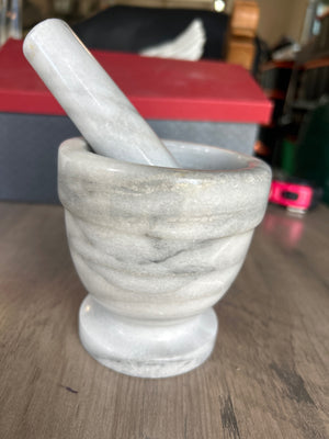 Marble Mortar and Pestle, 4 1/4 inches high, 4 inches across
