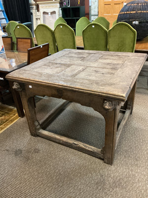 Chinese Ba Xian–Style Square Dining Table with Carved Lion Masks & Iron Ring Hardware