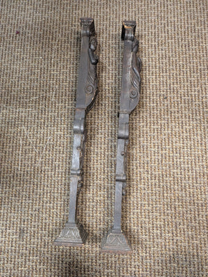 French Carved Oak Pilasters 17th-19th Century Mirrored PAIR (32.5" Height)