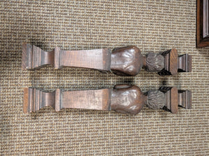 French Carved Oak Pilasters 18th-19th Century Caryatid PAIR 29" (One is broken at the top)