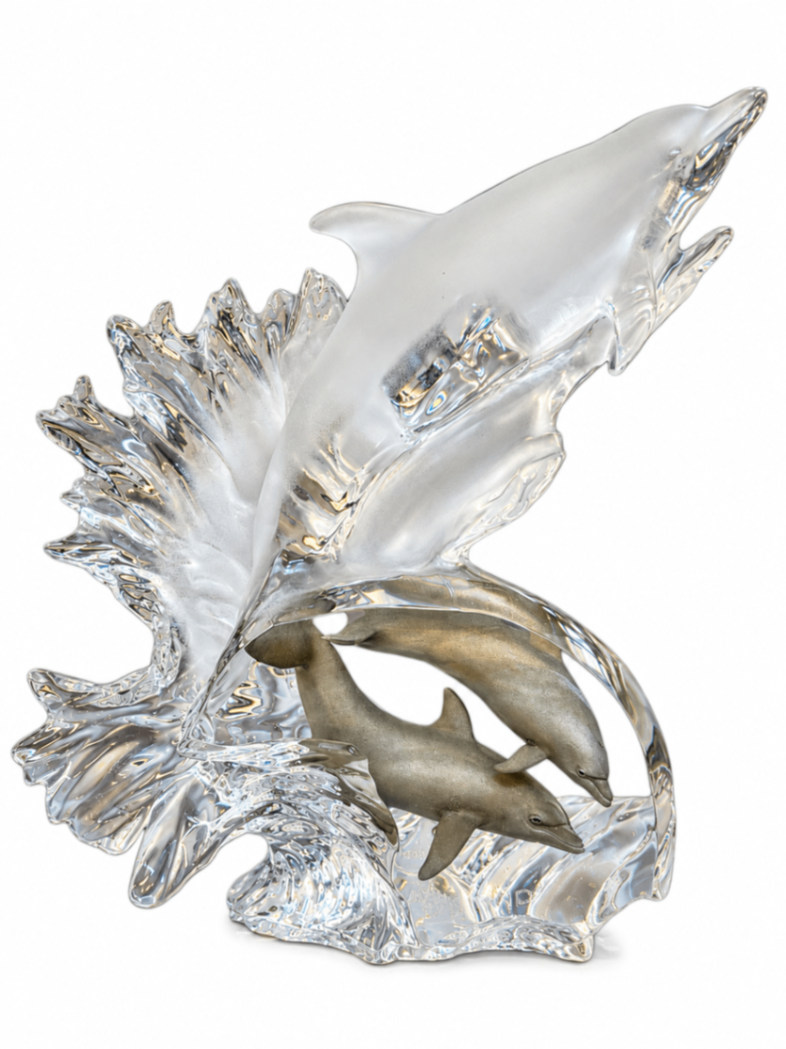 Robert Wyland “Dolphin Vision” Lucite & Hot Cast Metal Sculpture Ltd Edition Numbered 443/450 10"x9"