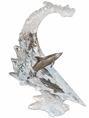 Robert Wyland “Ocean Wave” Lucite & Pewter Sculpture Unnumbered Artist Proof Approx  21" Tall  (No COA)