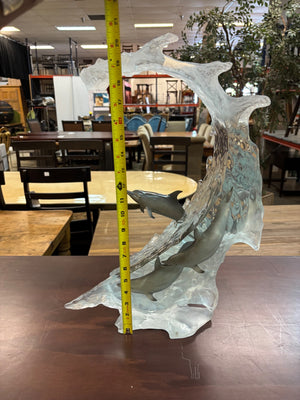 Robert Wyland “Ocean Wave” Lucite & Pewter Sculpture Unnumbered Artist Proof Approx  21" Tall  (No COA)