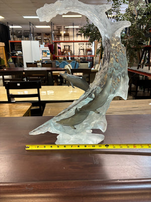 Robert Wyland “Ocean Wave” Lucite & Pewter Sculpture Unnumbered Artist Proof Approx  21" Tall  (No COA)