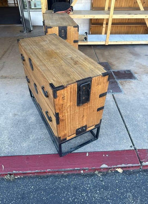 Japanese Tansu Style Chest with Metal Hardware