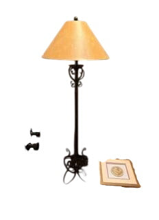 Wrought Iron Floor Lamp with Tan Shade