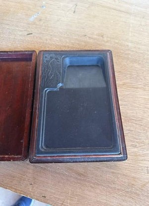 Chinese Calligraphy Inkstone in Wooden Case