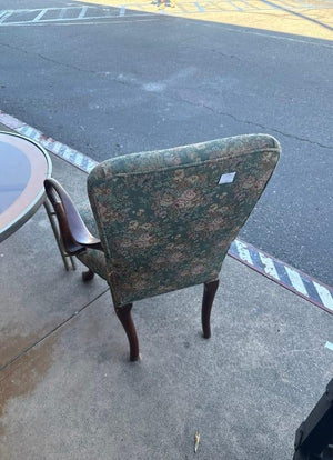 Traditional Floral Upholstered Armchair with Cabriole Legs