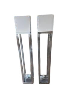 Pair of Modern Brushed Metal Tall Floor Lamps 60" Tall