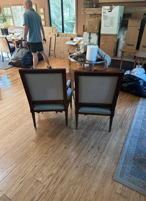 Pair of French-Style Leather Upholstered Armchairs
