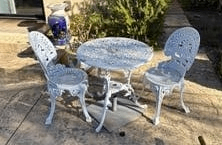 Cast Aluminum Bistro Table and Two Chairs Set