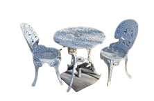 Cast Aluminum Bistro Table and Two Chairs Set