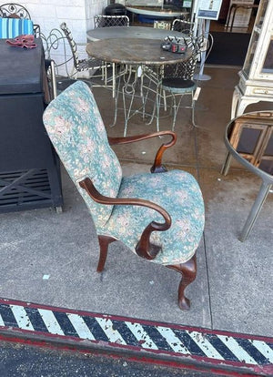 Traditional Floral Upholstered Armchair with Cabriole Legs