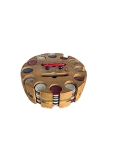 Vintage Wooden Poker Chip Carousel with Poker Chips