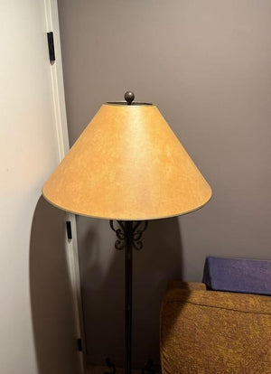 Wrought Iron Floor Lamp with Tan Shade