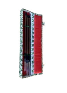 Three Piece Calligraphy Brush Set in Decorative Fabric Case
