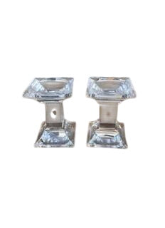 Pair of 6-inch Tall Clear Crystal Candlestick Holders