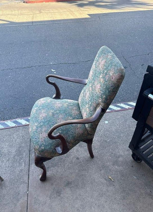 Traditional Floral Upholstered Armchair with Cabriole Legs