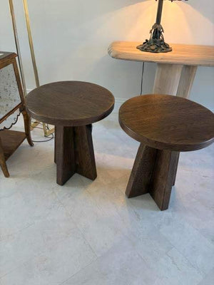 Hooker Furniture Dark Brown Wood Round Side Tables (2Pair) 25 x 22