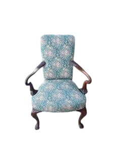 Traditional Floral Upholstered Armchair with Cabriole Legs