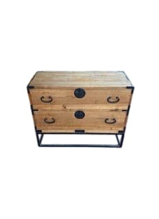 Japanese Tansu Style Chest with Metal Hardware