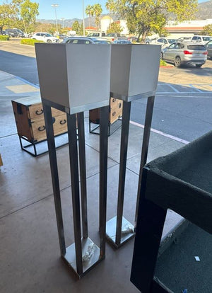 Pair of Modern Brushed Metal Tall Floor Lamps 60" Tall