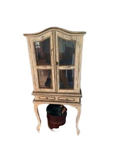 French-Style Distressed Curio Cabinet