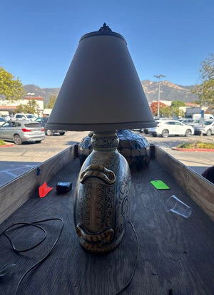 Italian Hand-Painted Terra-Cotta Figural Table Lamp with Cherubs