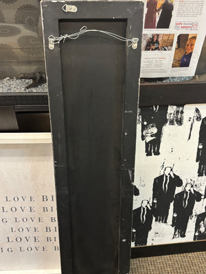 * Contemporary Silver-Framed Beveled Wall Mirror Height: Approximately 48” * Width: Approximately 11”