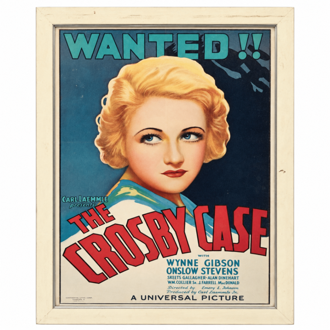 “The Crosby Case” Framed Movie Poster Featuring Wynne Gibson & Onslow Stevens 31 x 44