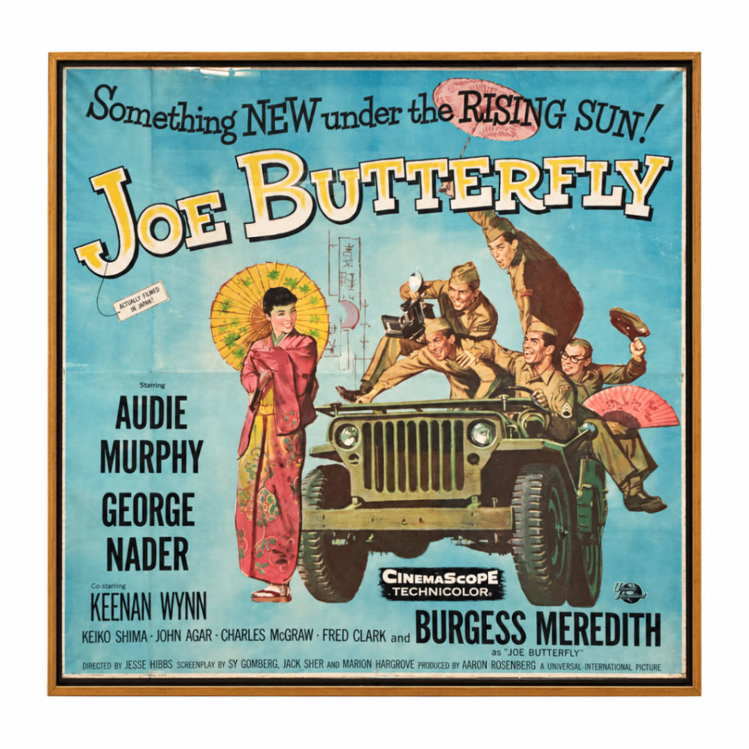 “Joe Butterfly” Framed Movie Poster Featuring Audie Murphy, George Nader & Burgess Meredith