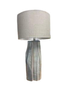 Ceramic Column Table Lamp with Grey Shade