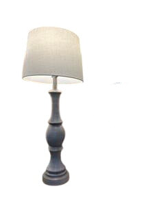 Set of Two Gray Turned Wood Table Lamps