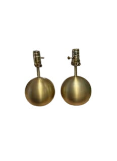 Set of Two Brushed Gold Brass Globe Table Lamps