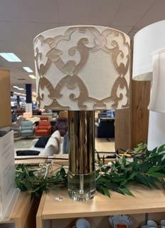 Modern Table Lamp with Patterned Shade and Metallic Base, 25" Tall