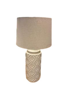 White Textured Table Lamp with Shade