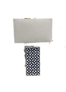 Rectangular Table Lamp with Black and White Geometric Pattern