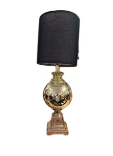 Gold Toned Table Lamp with Black Shade