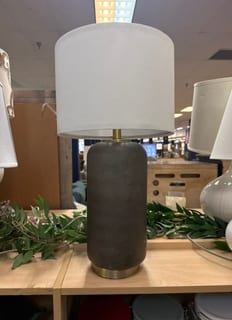Cylindrical Table Lamp with Dark Brown Body and Gold Base