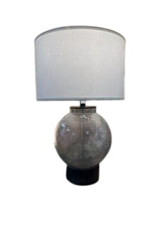 Textured Glass Globe Table Lamp with Drum Shade