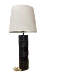 Set of Two Black Column Table Lamps 23"tall