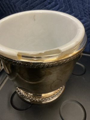 Poole Silver Co. Silverplate Lion’s Head Ice Bucket with Chipped Liner