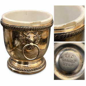 Poole Silver Co. Silverplate Lion’s Head Ice Bucket with Chipped Liner