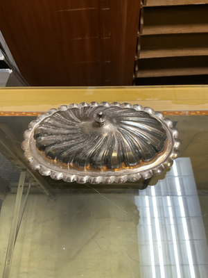 Sheridan Silver-on-Copper Oval Covered Butter Dish