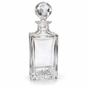 Square Glass Decanter with Faceted Ball Stopper