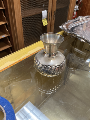 Flared-Neck Silver-Tone Vase with Spiral-Fluted Body