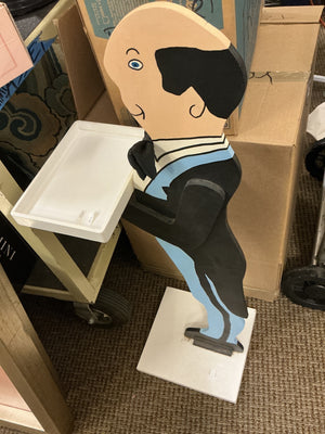  Painted Wooden Butler Stand with Serving Tray, 39” tall