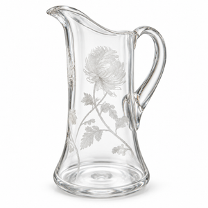     Floral-Etched Glass Pitcher