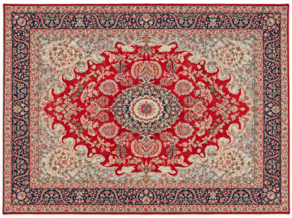 Vintage Persian Kerman Hand-Knotted Wool Rug, Floral Medallion, 9'10" x 13'4"× 13'4"