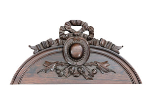 Carved Rosewood Pediment American 19th Century (Leaves & Ribbon) 24" x 13"
